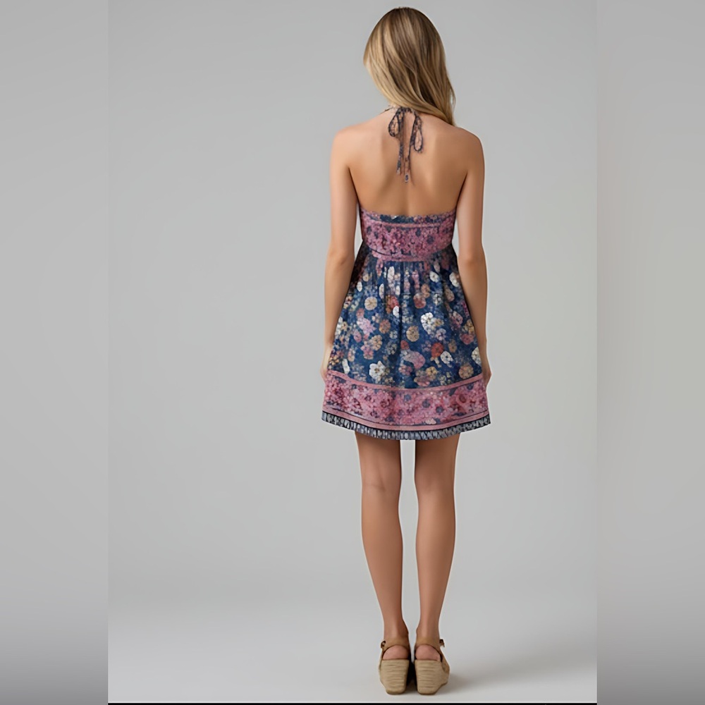 LAST ONE 🔥 Bohemian Floral Print Sleeveless Mini Dress - Picture 4 of 4